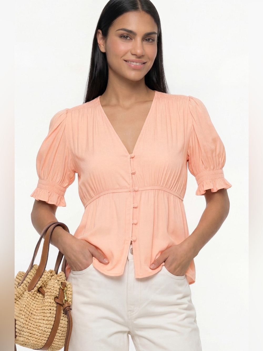 Louna Pink Button Front Top size large